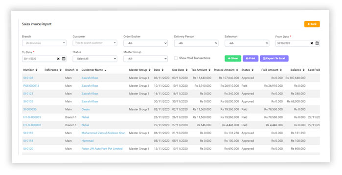 Tax column added at sale/purchase invoice report